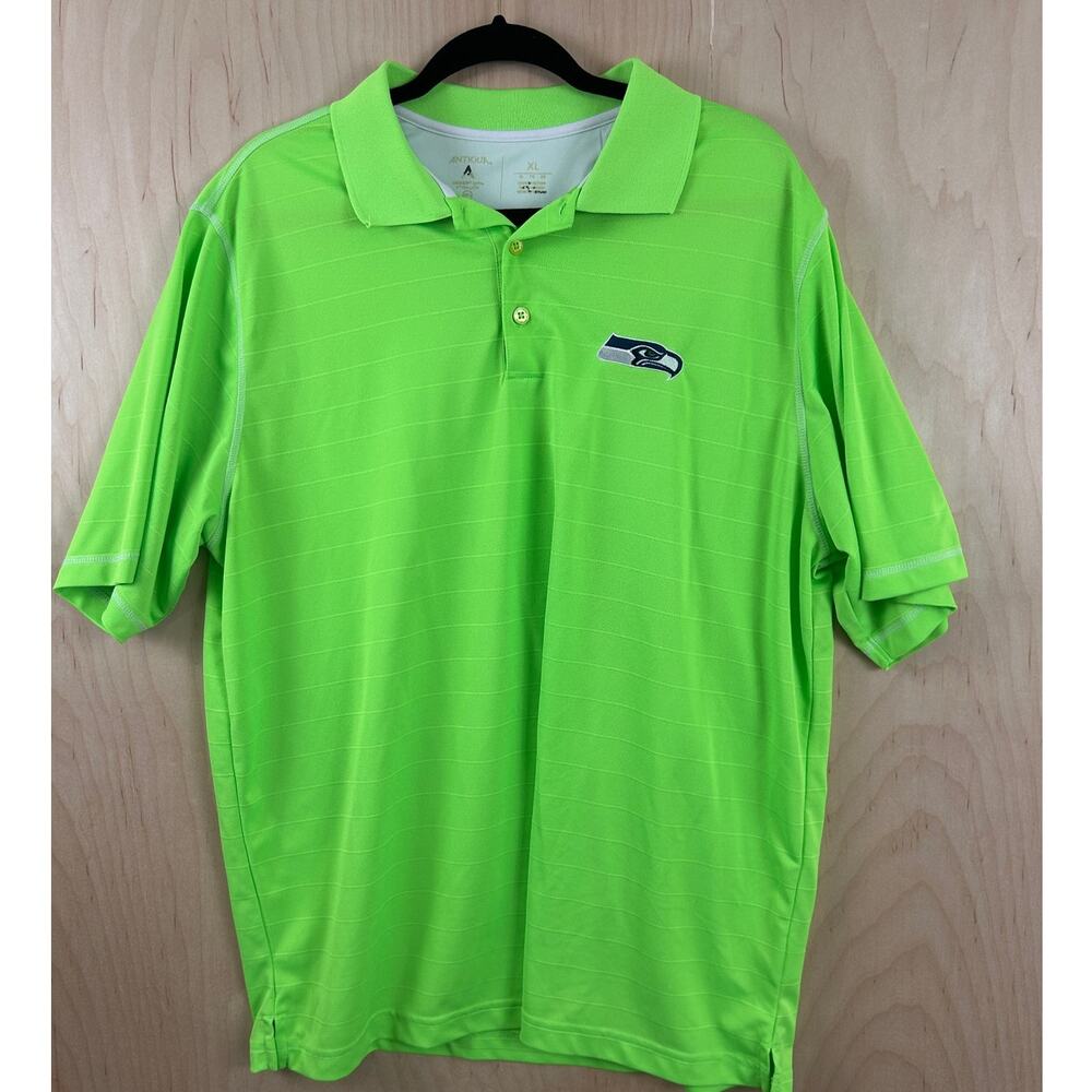 Seattle Seahawks Antigua  Neon Green‎ Polo Shirt Men's XL NFL Golf